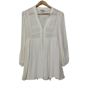Emmie Rose‎ Tie Neck Mini Dress Womens L Long Sleeve Bobo Prairie